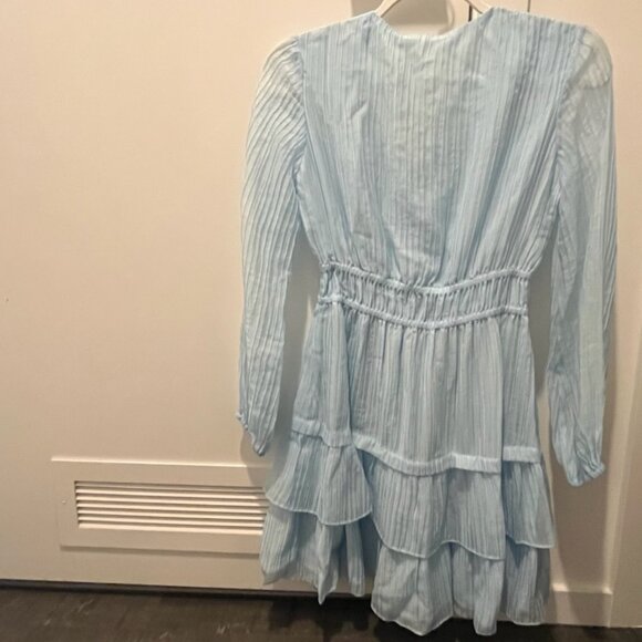 Light Blue Maje Crinkle-effect voile dress with ruffles - Picture 6 of 10